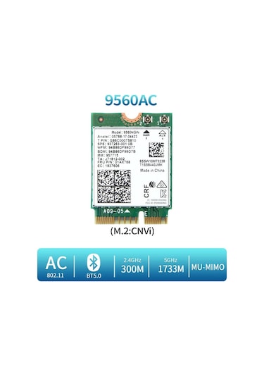 Geeksen 9560ngw İç Ortağın Çift Bantlı Kablosuz Ağ Kartı + 2 Anten İle Çift Adaptör Kablosu