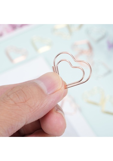 Honmex 50 Adet Gümüş电镀 Kalp Şekilli Büro Klipsi - Düğün Dekorasyonu, Kraft Çalışmaları Ve Belgeler İçin Altın/pembe Altın Seçenekli