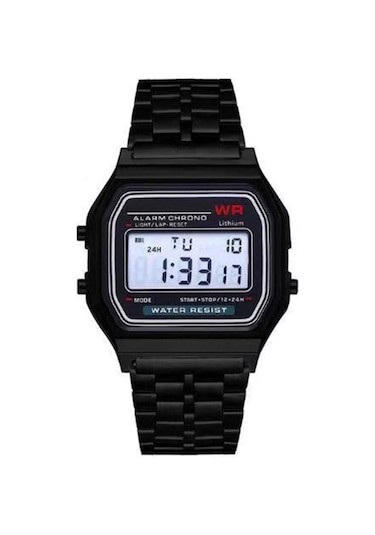 F91 Çok Fonksiyonlu Led Dijital Elektronik Saat Paslanmaz Çelik Unisex İş Kol Saati Erkekler Kadınlar İçin Aydınlık Alarm Takvim 12/24 Saat Ekranlı Siyah Diğer