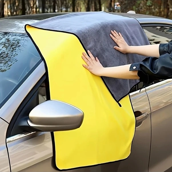 Trendooze Turcoshop11 Mikrofiber Araç Havlusu 11.81x11.81 Sarı Gri Yumuşak