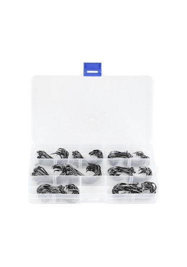 Xindoker T0190 180 Adet Yüksek Karbon Çelik Balık İğnesi Seti - Farklı Boylar, Keskin Uç, Barbed, Şeffaf Depolama Kutusu