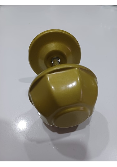 Kapı Topuzu/babası Sekizgen Metal Fırın Boyalı Sarı Renk Kaliteli 7.5 Cm