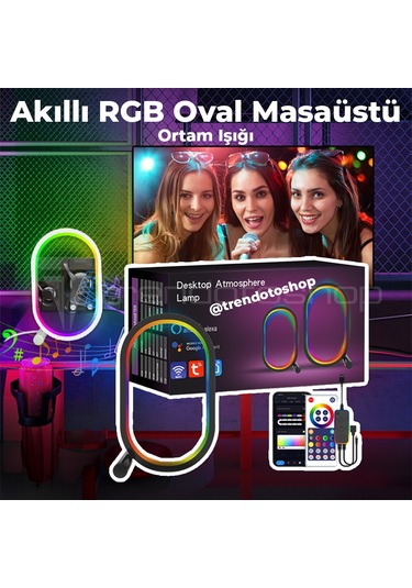 Akıllı Rgb Oval Masaüstü Ortam Işığı App Wifi Kontrollü Gece Lamb