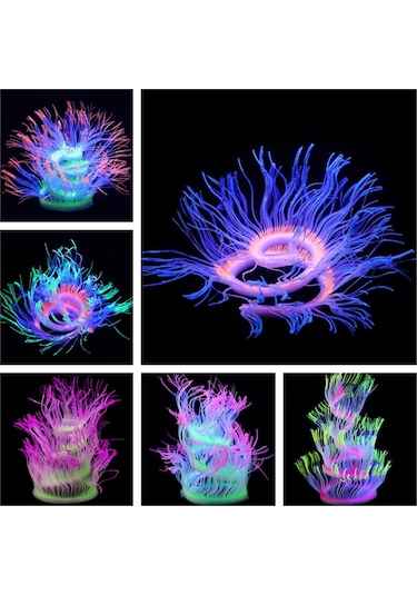 Sones Akvaryum Balık Tankı Peyzaj Dekorasyonu Silika Jel Simülasyon Yazılımı Mercan Floresan Anemon, Boyut: 100cm