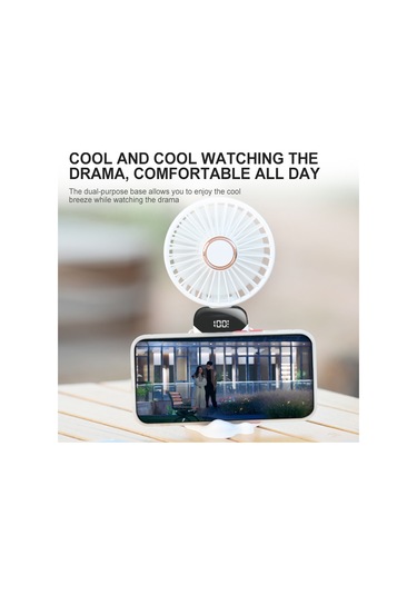 Mini Taşınabilir Fan El Fanı Şarj Edilebilir Küçük Masa Fanı 5 Hız Ev Ofis Seyahat Kullanımı İçin İpli 90 Katlanabilir Pille Çalışan Fan