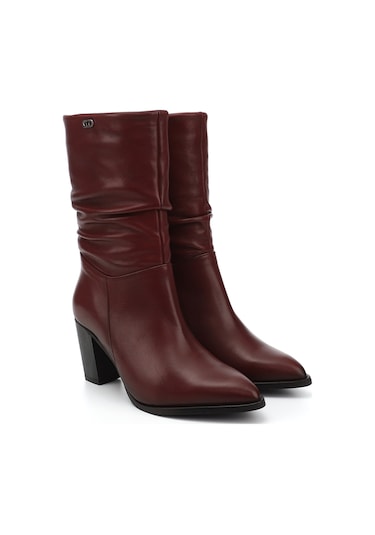 Gönderir Kadın Bordo Antik Sivri Burun Körüklü Kalın Topuklu Hakiki Deri Çizme Gkzc13444579 Bordo