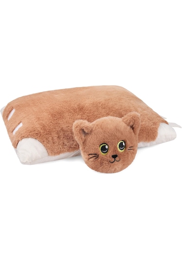2'si 1 Arada Uyku Arkadaşı Kitty Kedi Oyuncak - Yastık Kahve