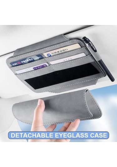 Seametal Araba Güneşlik Saklama Çantası Gözlük Kılıfı İle Lüks Süet Depolama Cep Düzenleyici Gri