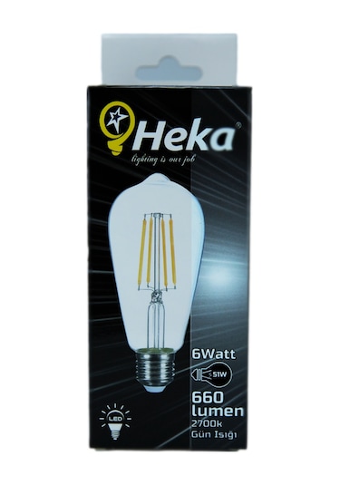 Heka 6W 230V 2700K E27 ST64 Led Flamanlı Rustik Ampul