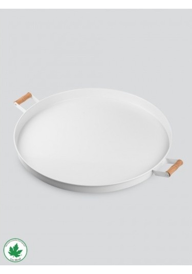 Lin Metaş 51cm Tepsi Ahşap Kulplu Baskısız - Beyaz LINMETAL.011 Beyaz