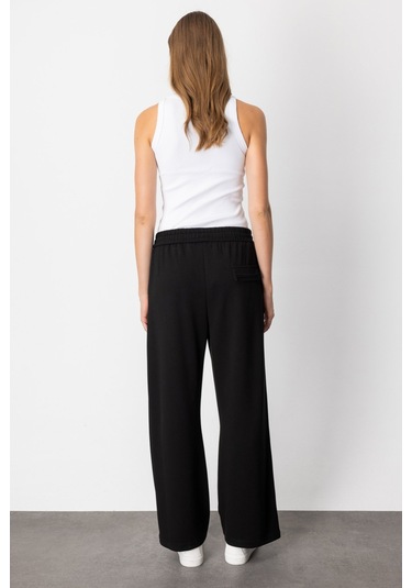 On Kadın Beli Lastikli Bol Paça Eşofman Altı 66510 Siyah Siyah