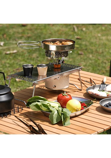 Youtek Outdoor Çelik Çalışma Ocağı, Fırça Ateşleme, Kolay Taşınabilir, 3000w Güç, Kamp Piknik İçin Uygun Gümüş