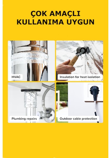 Somıneco İthal Alüminyum Folyo Bant 70 Mm X 50 M Su Geçirmez, Yük