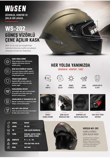 Ws-202 Güneş Vizörlü Çene Açılır Kask Siyah/kırmızı, Siyah Kırmızı - Siyah