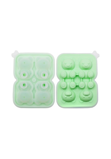 4'lü Küçük Ayıcık Figür Buz Topu Buz Kalıbı Yeşil