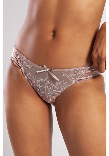 Golshan Giselle Mini Slip, Kadın Güpürlü Saten Bakır Külot Çok Renkli