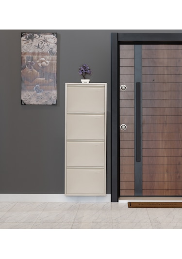 Kaser Metal 4'Lü Metal Ayakkabılık Krem