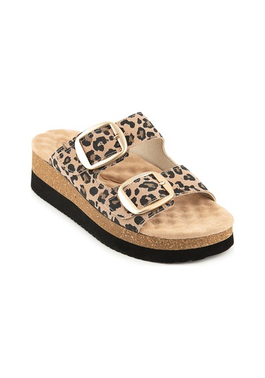 Muya Pantai Anatomik Taban Topuk Dikeni Kadın Terlik Leopar