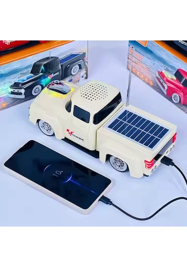 Ws-692bt Kamyone Araba Radyolu Güneş Panelli Bluetooth Hoparlör Powerbanklı Kırmızı