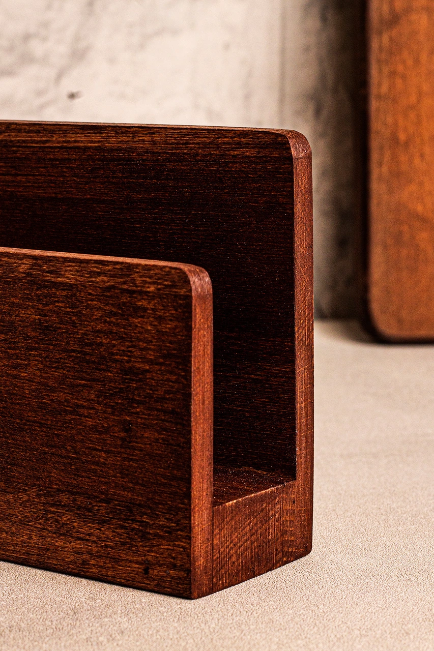 Snippy Vero - Ahşap Peçetelik Masaüstü Peçete Organizeri Kahverengi