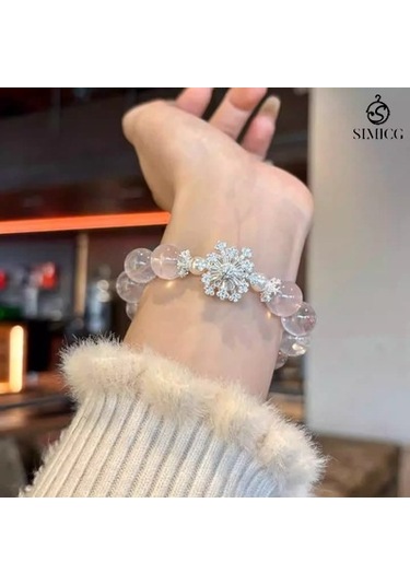 Doğal Pembe Kristal Kadın Üst Düzey Dönen Kar Tanesi Kristal Bileziği Pembe