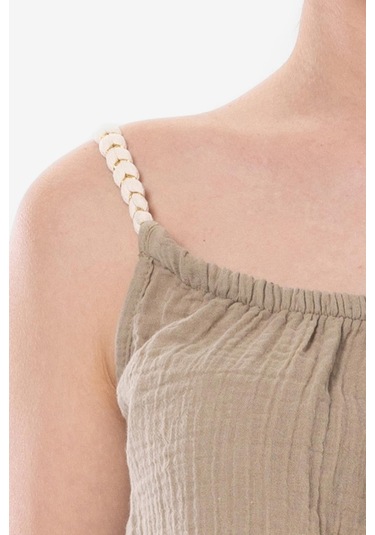 Askılı Alaçatı Yazlık Müslin Bluz Vizon Vzn-vizon