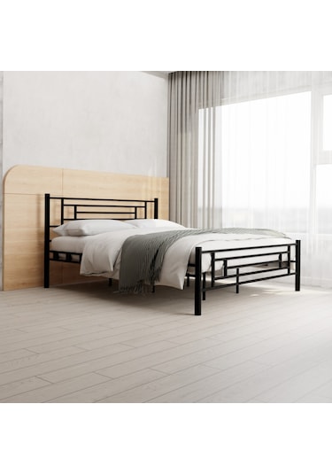 Manolya Çift Kişilik Metal Karyola A Kalite, Ses Çıkarmaz ,ölçülü Model Karyola Siyah