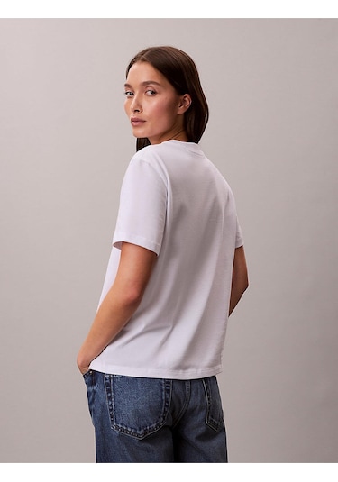 Kadın Classic Grafik T-shirt-13022 Beyaz