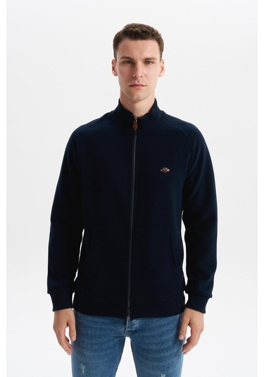 Arma Erkek Regular Fit Basic Reglan Kollu Selanik Kazak Karbon Fırçalı, Dik Yaka, Tam Fermuar, Cepli, Pamuk Polyester K30324698202 Lacivert