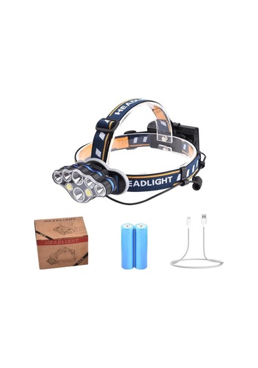 Ps-888 Güçlü Usb Şarj Edilebilir Profesyonel 8 Modlu 6000 Lümen 8 Led Su Geçirmez Kafa Lambası Çok Renkli