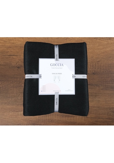 Murcia Dökümlü Tül Perde Pilesiz Siyah-2292