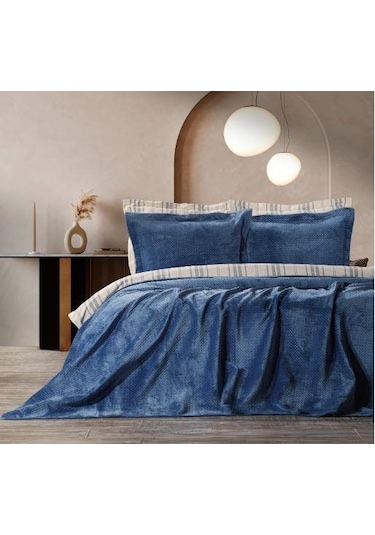 Zebra Casa Scala, Çift Kişilik Yatak Örtüsü Takımı, İndigo