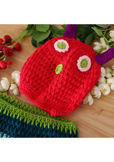 Suntek Yenidoğan Örme Tığ Kostüm + Şapka Çok Renkli