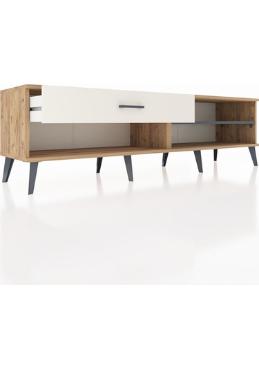 Hyperion Tv Ünitesi Tek Raflı Tek Çekmeceli 176x44x51 Çam-antrasit/aytaşı Antrasıt/aytası