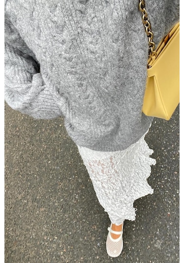 Madmext Gri Bisiklet Yaka Örme Triko Kazak Mg2009 Gri