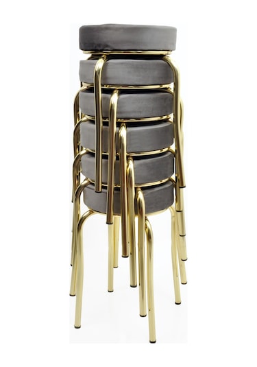 Tabure 6'lı Gold Altın Baby Face Gri