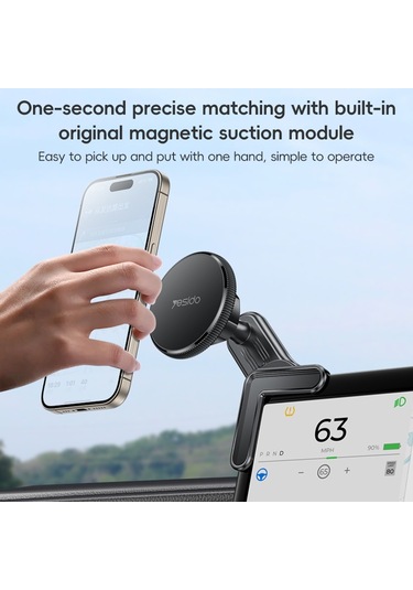 Yesido C213 Araba Kayan Ekran Klipsli Magsafe Manyetik Telefon Tutucu Siyah