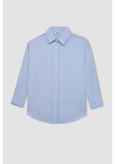 Defacto Relax Fit Poplin Uzun Kollu Gömlek Tunik C9430AX24SMBE429 Mavi Defacto Relax Fit Poplin Uzun Kollu Gömlek Tunik C9430AX24SMBE429 Mavi