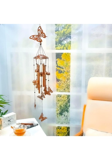 Geeroyoo El Yapımı Kelebekli Rüzgar Çanı - Dışarı/içeri Dekorasyon, Bahçe/ Balkon Aksesuarı, Doğa Melodisiyle Unutulmaz Hediye