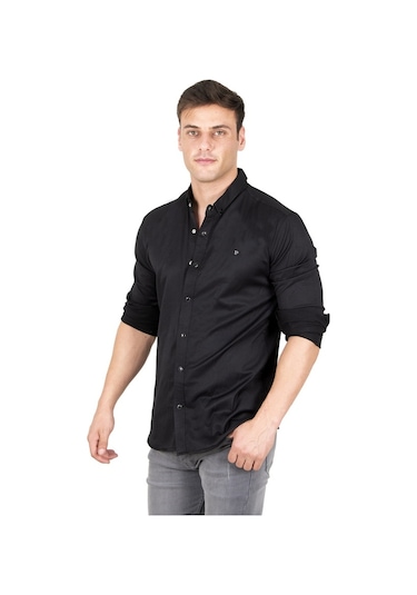 Deepsea Erkek Siyah Çıt Çıt Düğmeli Kot Gömlek 2300413 Siyah