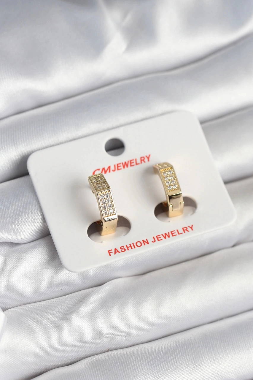 Dodes Dodes Pirinç Gold Renk Zirkon Taşlı Altıgen Kadın Küpe Tg27bkp11245 Çok Renkli