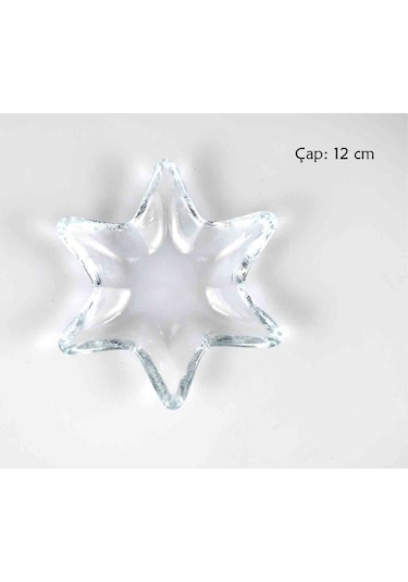 1 Adet Yıldız Cam Sosluk Çerezlik Şeffaf 12 Cm Tekli