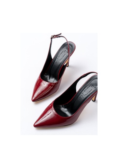 St-1153 Bordo Rugan Günlük Arkası Açık 9 Cm Topuklu Kadın Aya... Bordo