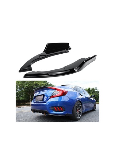 Padalink Honda Civic 2016-2018 İçin 2 Adet Abs Malzeme Dayanıklı Arka Tampon Spoyler - Siyah Karbon Fiber
