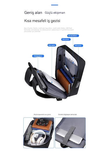 15,6 İnç Sert Kabuklu İş Erkekleri Şifreli Kilitli Çanta- Mavi