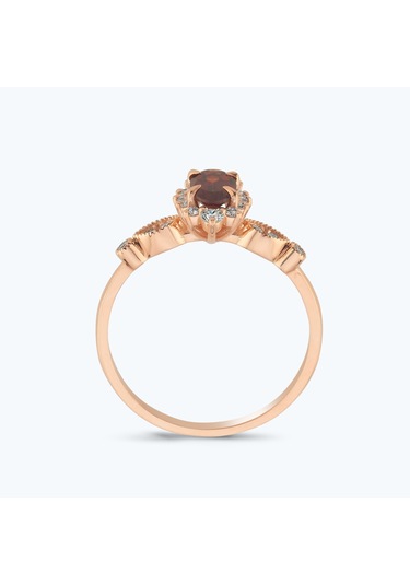 Altınbaş Pırlanta Garnet Taşlı Oval Yüzük Pnf002pgrn-14k