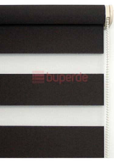 Buperde Koyu Kahverengi Acı Kahve Bambu Zebra Stor Perde