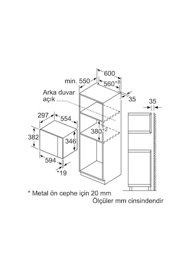 Bosch BFL524MB2 20 L Ankastre Mikrodalga Fırın
