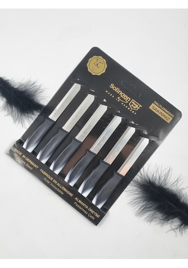 Solingen 6'lı Meyve Bıçak Seti Tırtıklı Siyah Beyaz Siyah