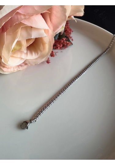 Yassı Model Snake Yılan Çelik Zincir Çocuk Bileklik 777 Serisi Silver